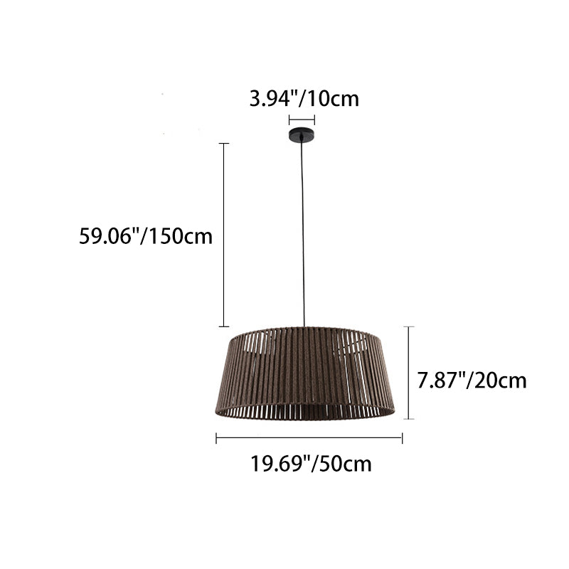 Traditional Chinese Iron Hemp Rope Round 1-Light Pendant Light For Living Room
