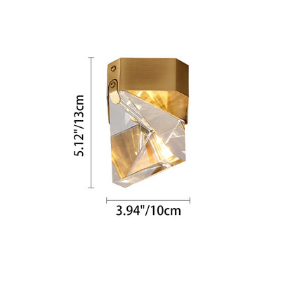 Modern Minimalist Full Copper Crystal Square Cut Multi-Faceted LED Flush Mount Ceiling Light For Bedroom
