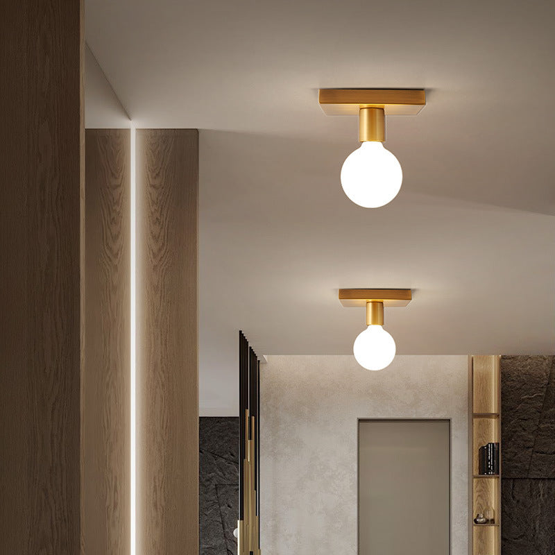 Modern Minimalist Iron Square And Round 1-Light Flush Mount Ceiling Light For Living Room