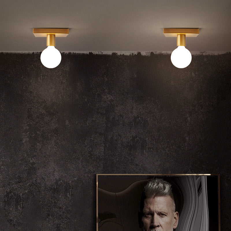 Modern Minimalist Iron Square And Round 1-Light Flush Mount Ceiling Light For Living Room