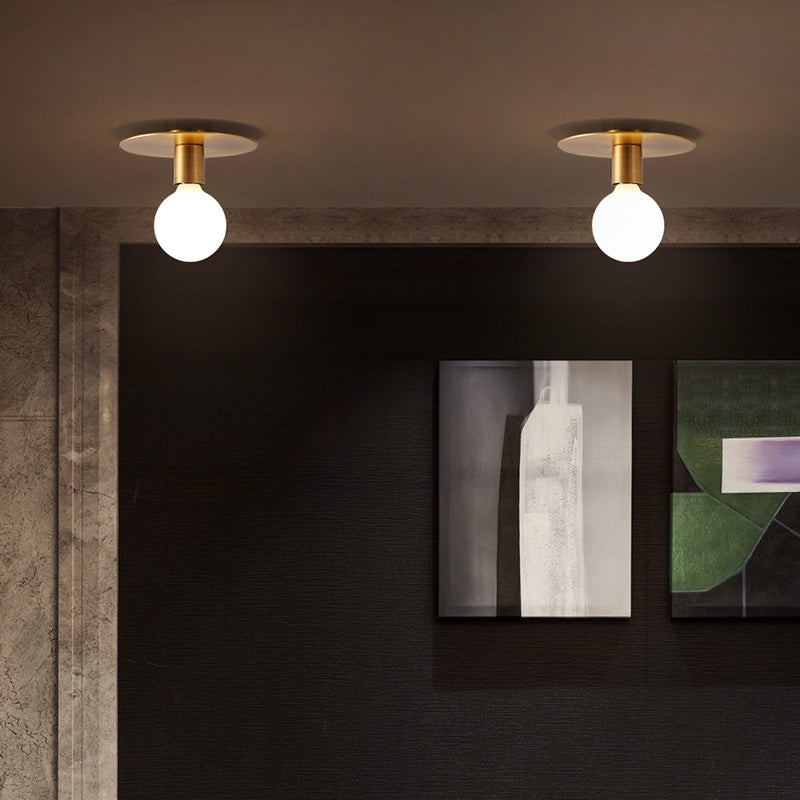 Modern Minimalist Iron Square And Round 1-Light Flush Mount Ceiling Light For Living Room