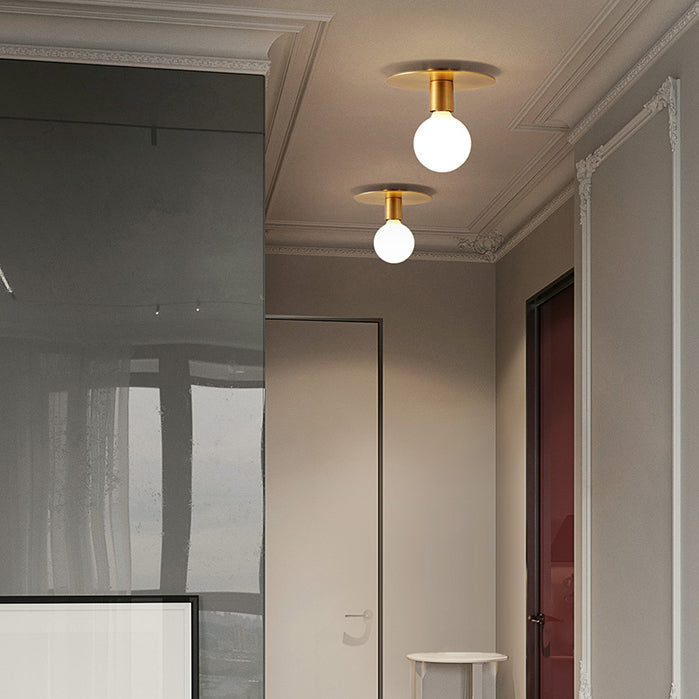 Modern Minimalist Iron Square And Round 1-Light Flush Mount Ceiling Light For Living Room