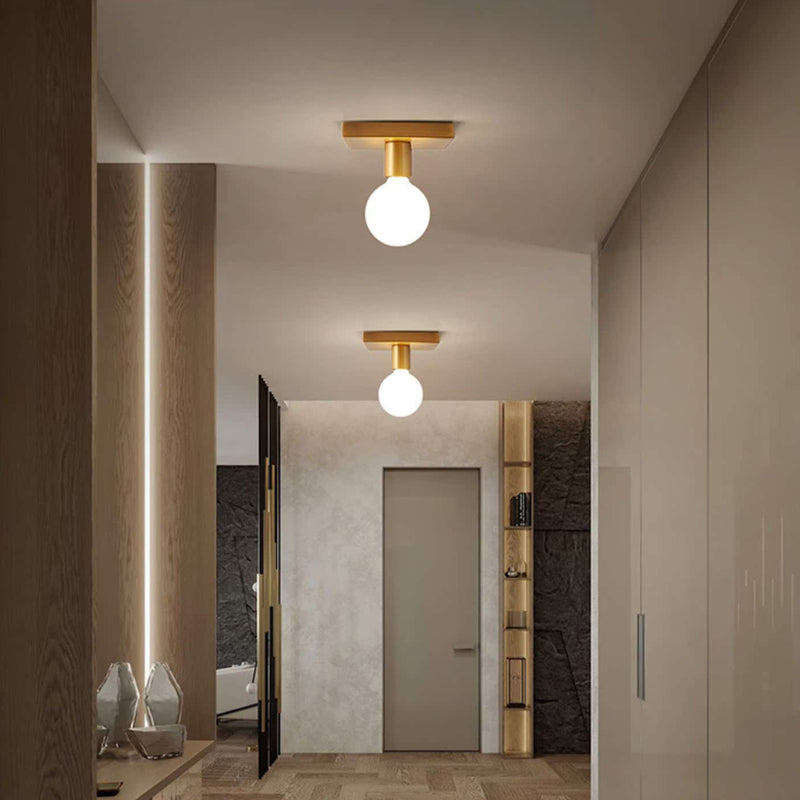 Modern Minimalist Iron Square And Round 1-Light Flush Mount Ceiling Light For Living Room