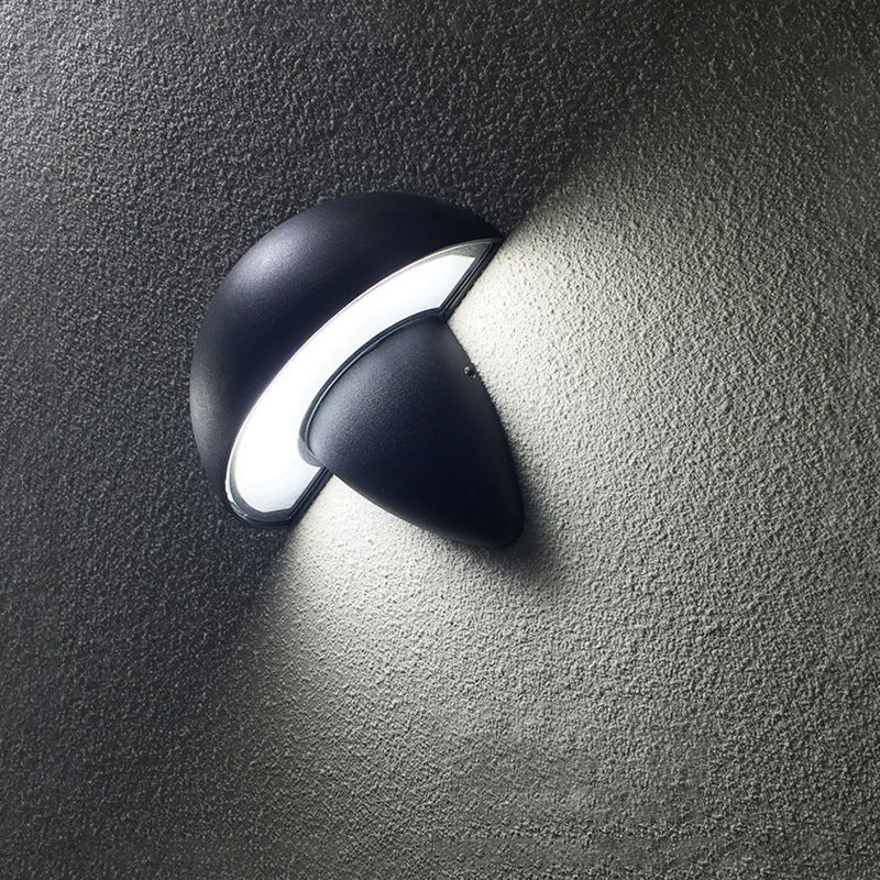 Moderne minimalistische Aluminium-Acryl-Halbkreis-Kegel-LED-Wandleuchte für Außenbereich Terrasse 