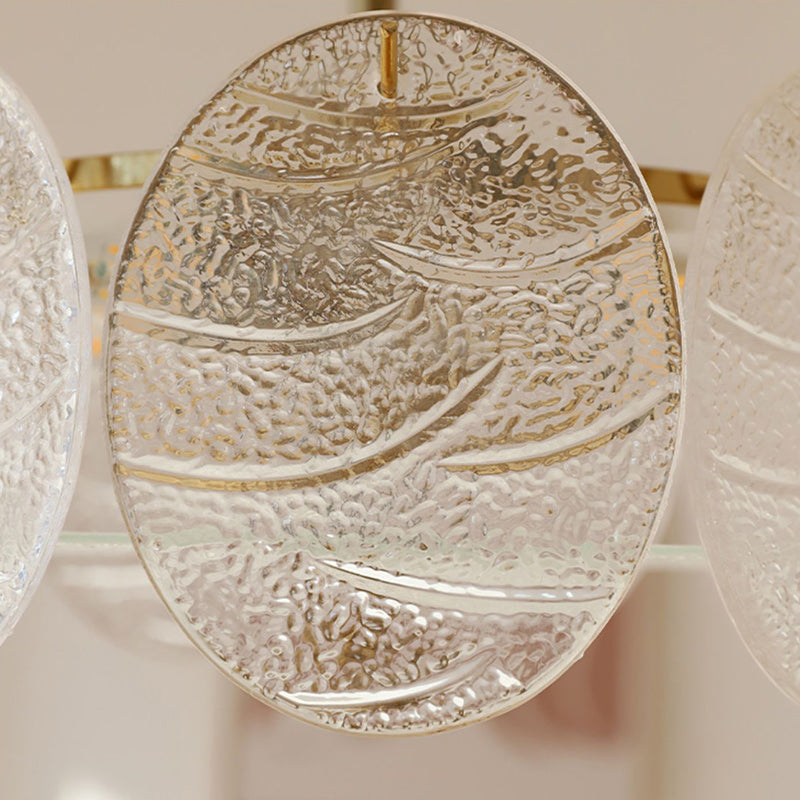 Traditional French Iron Glass Round 5/6/8-Light Semi-Flush Mount Ceiling Light For Living Room