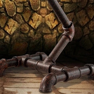 Traditional Industrial Iron Pipe-Shaped 1-Light Table Lamp For Bedroom