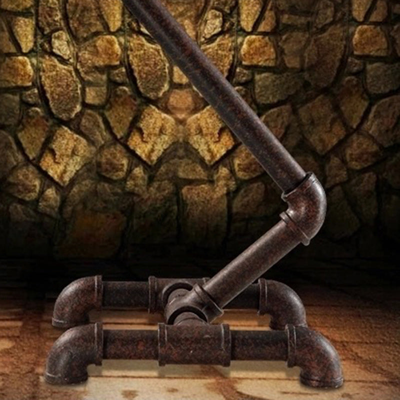 Traditional Industrial Iron Pipe-Shaped 1-Light Table Lamp For Bedroom