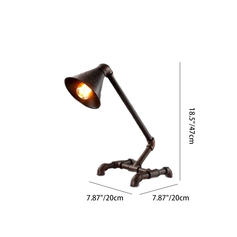 Traditional Industrial Iron Pipe-Shaped 1-Light Table Lamp For Bedroom