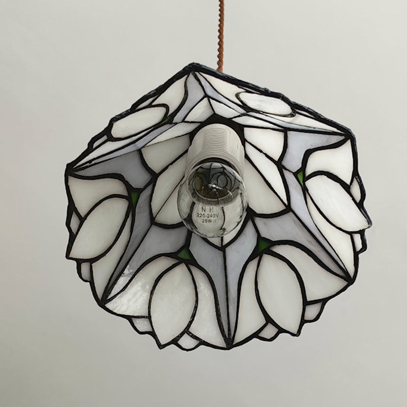 Suspension Luminaire à 1 Lumière Fleur en Cône en Verre Cuivré Vintage Traditionnel pour Salon 