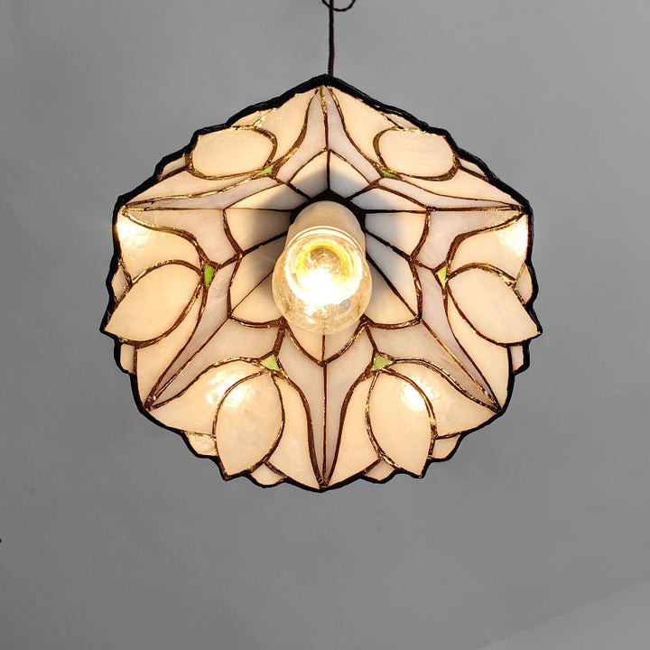 Suspension Luminaire à 1 Lumière Fleur en Cône en Verre Cuivré Vintage Traditionnel pour Salon 