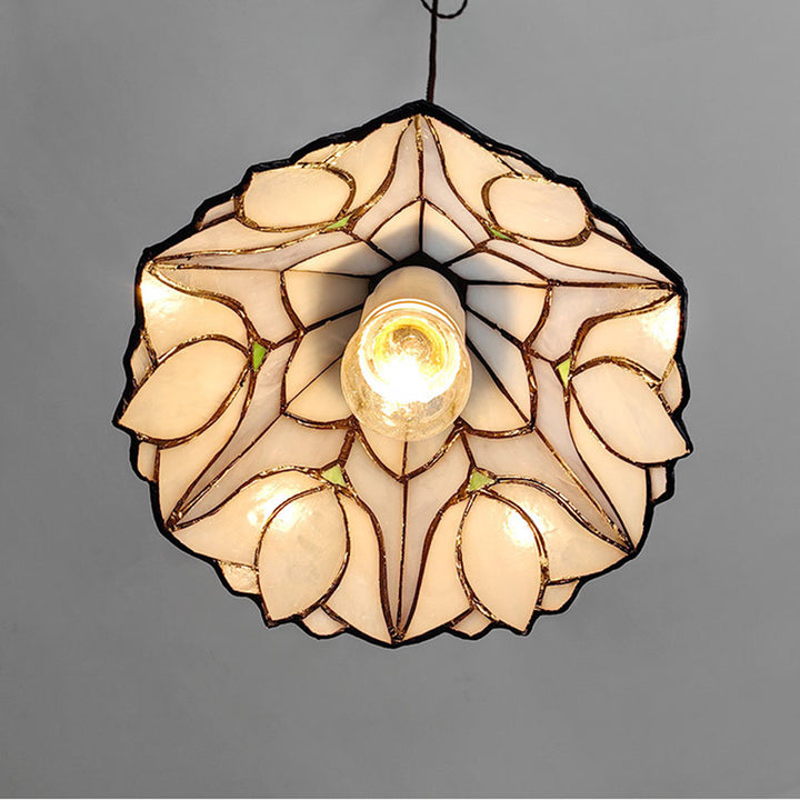 Suspension Luminaire à 1 Lumière Fleur en Cône en Verre Cuivré Vintage Traditionnel pour Salon 