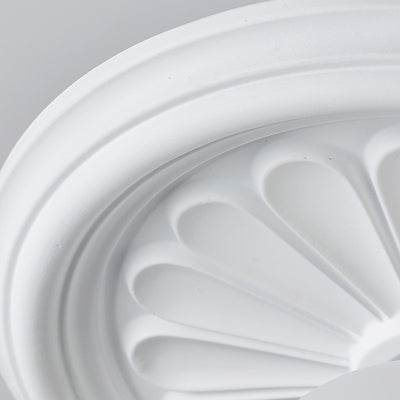 Traditional French Resin Plastic Round Carved Leaf Globe 1-Light Flush Mount Ceiling Light For Hallways