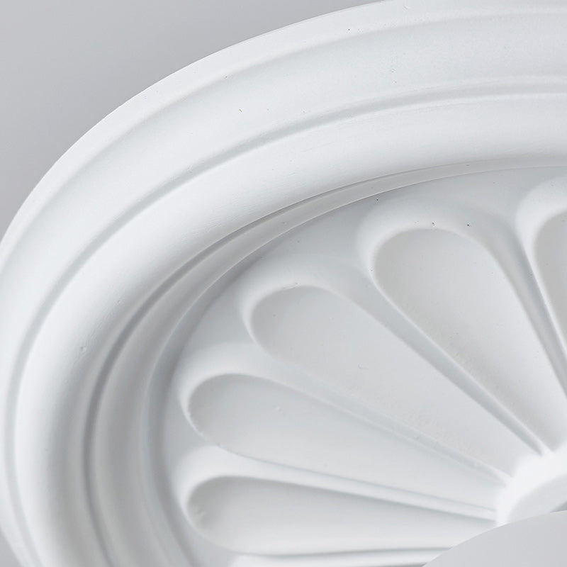 Traditional French Resin Plastic Round Carved Leaf Globe 1-Light Flush Mount Ceiling Light For Hallways