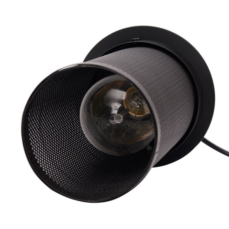 Suspension cylindrique en maille de fer industrielle contemporaine à 1 lumière pour salon 