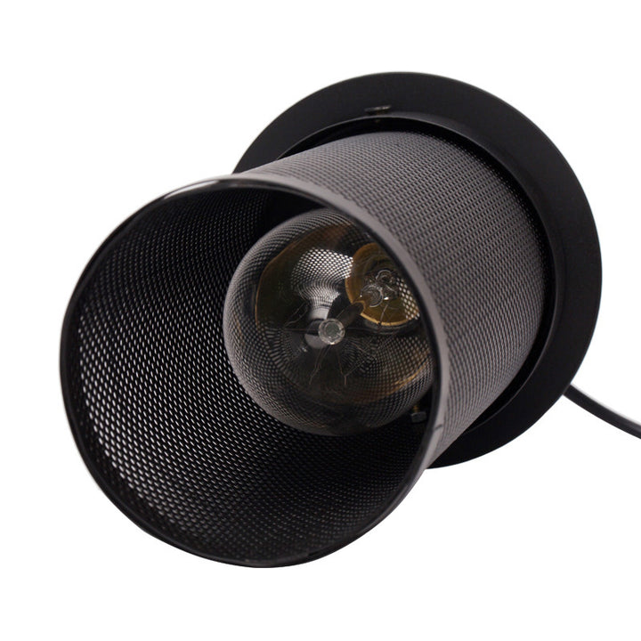 Suspension cylindrique en maille de fer industrielle contemporaine à 1 lumière pour salon 