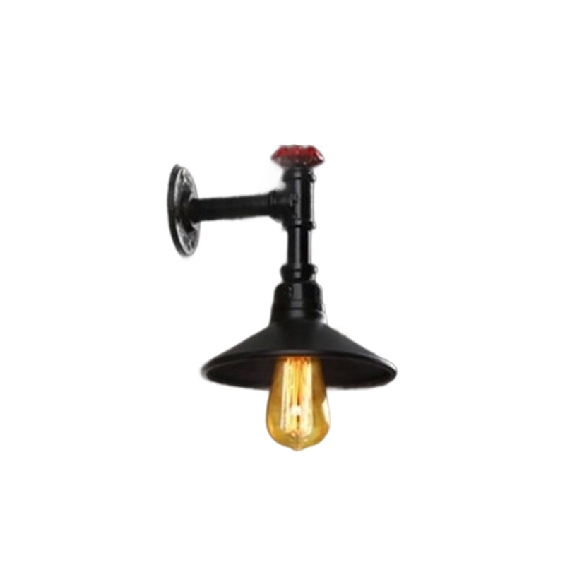 Contemporary Industrial Iron Cone-Shaped Water Pipe 1/2-Light Wall Sconce Lamp For Bedroom