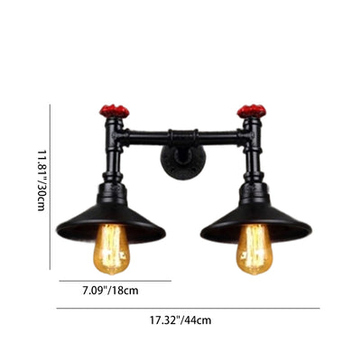 Contemporary Industrial Iron Cone-Shaped Water Pipe 1/2-Light Wall Sconce Lamp For Bedroom
