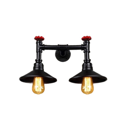 Contemporary Industrial Iron Cone-Shaped Water Pipe 1/2-Light Wall Sconce Lamp For Bedroom