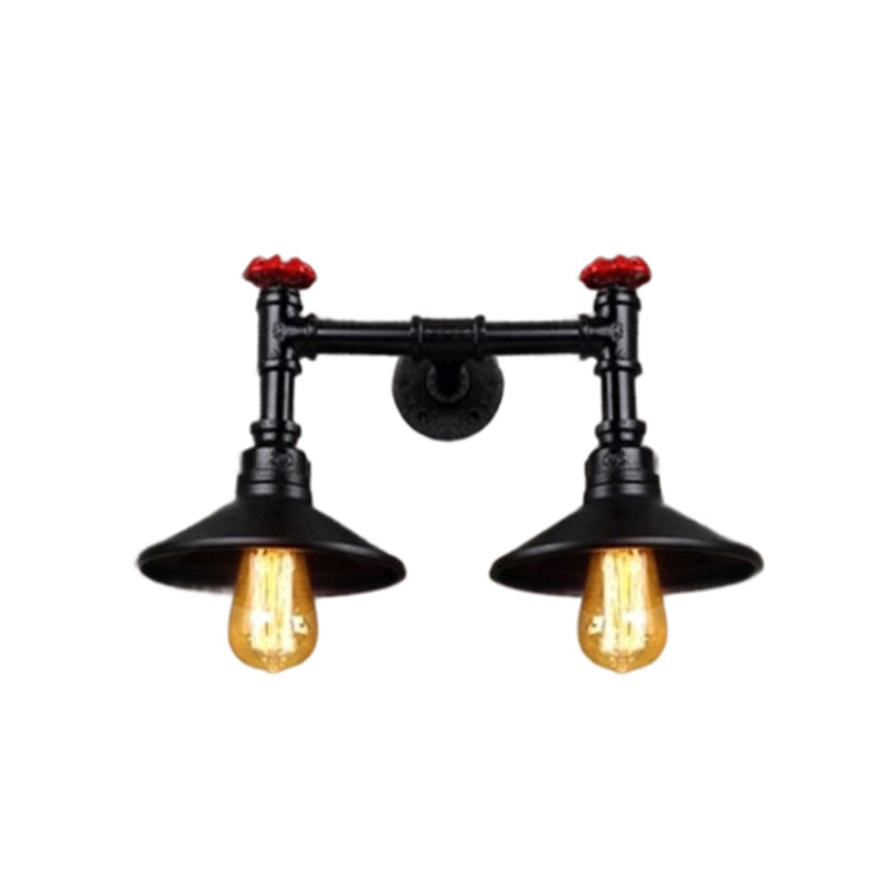 Contemporary Industrial Iron Cone-Shaped Water Pipe 1/2-Light Wall Sconce Lamp For Bedroom