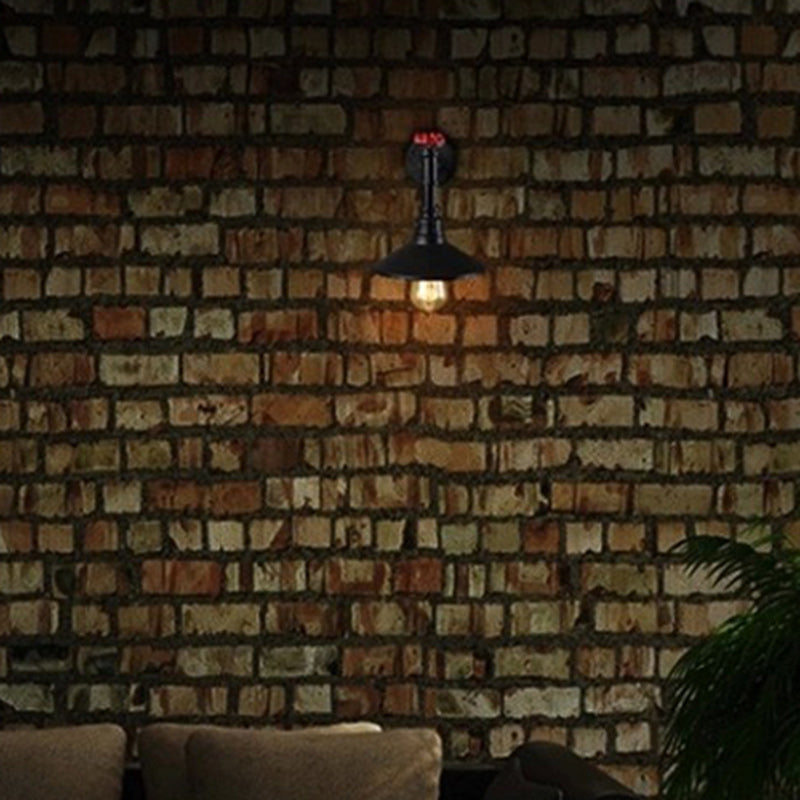 Contemporary Industrial Iron Cone-Shaped Water Pipe 1/2-Light Wall Sconce Lamp For Bedroom