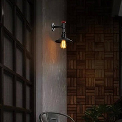 Contemporary Industrial Iron Cone-Shaped Water Pipe 1/2-Light Wall Sconce Lamp For Bedroom