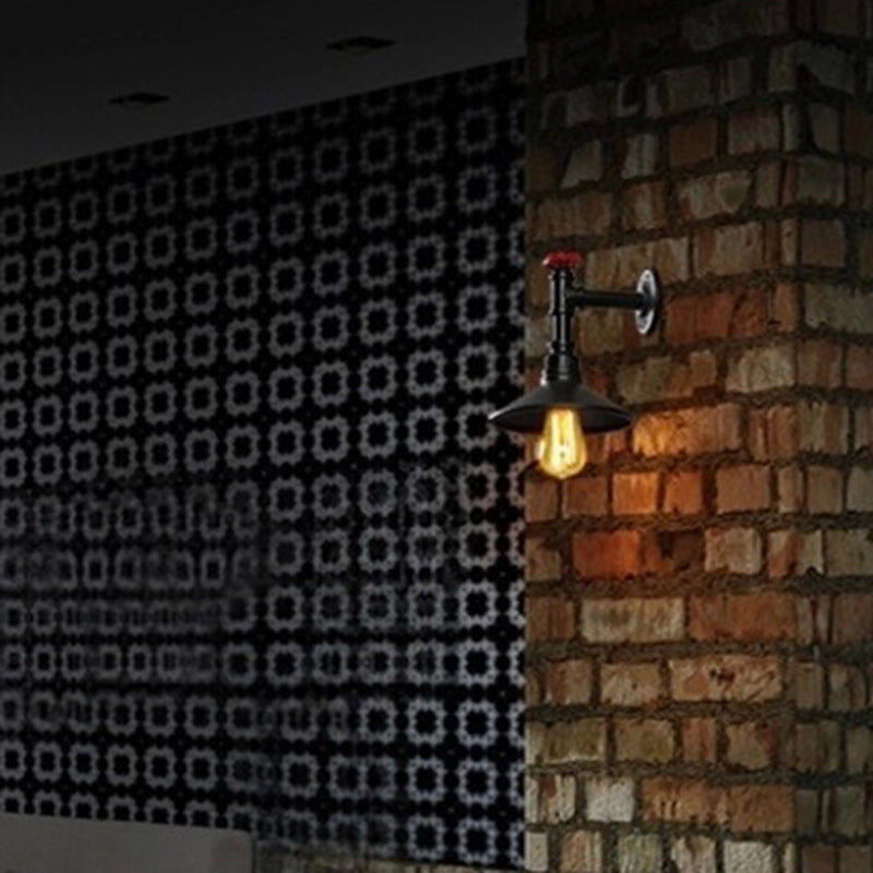 Contemporary Industrial Iron Cone-Shaped Water Pipe 1/2-Light Wall Sconce Lamp For Bedroom