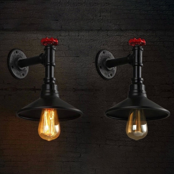 Contemporary Industrial Iron Cone-Shaped Water Pipe 1/2-Light Wall Sconce Lamp For Bedroom