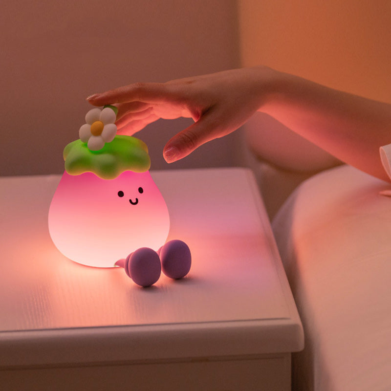 Contemporary Creative Silicone Eggplant-Shaped LED Table Lamp For Bedroom