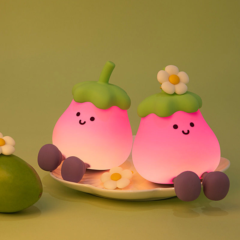 Contemporary Creative Silicone Eggplant-Shaped LED Table Lamp For Bedroom