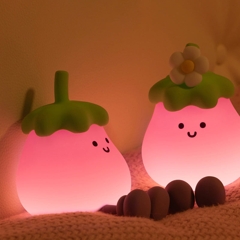 Contemporary Creative Silicone Eggplant-Shaped LED Table Lamp For Bedroom