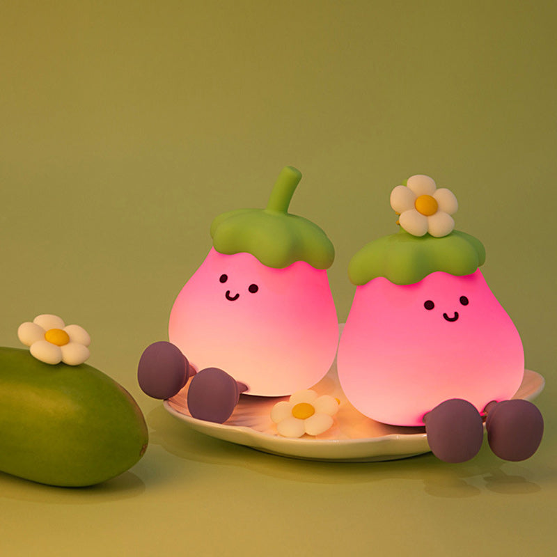 Contemporary Creative Silicone Eggplant-Shaped LED Table Lamp For Bedroom