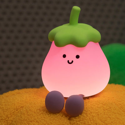 Contemporary Creative Silicone Eggplant-Shaped LED Table Lamp For Bedroom