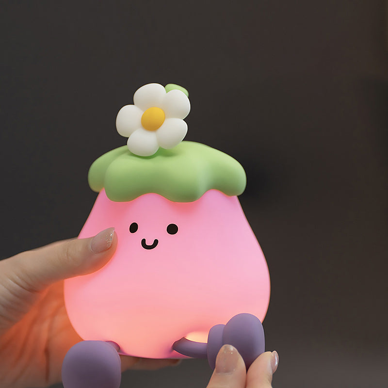 Contemporary Creative Silicone Eggplant-Shaped LED Table Lamp For Bedroom