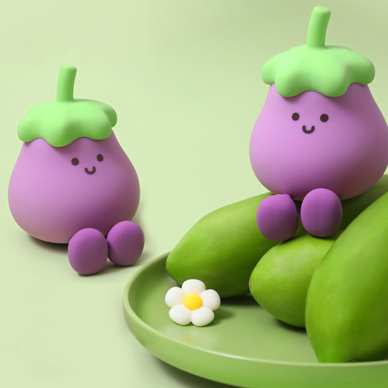 Contemporary Creative Silicone Eggplant-Shaped LED Table Lamp For Bedroom
