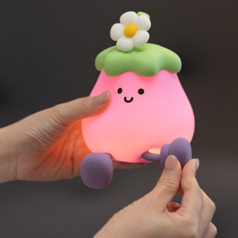 Contemporary Creative Silicone Eggplant-Shaped LED Table Lamp For Bedroom