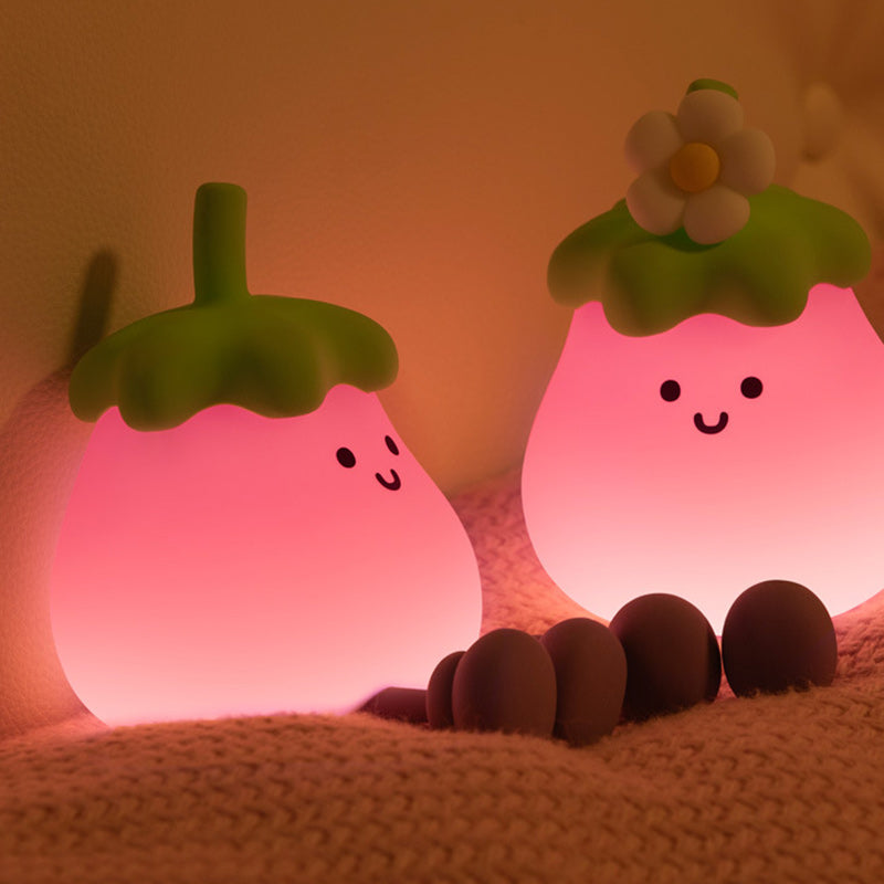 Contemporary Creative Silicone Eggplant-Shaped LED Table Lamp For Bedroom