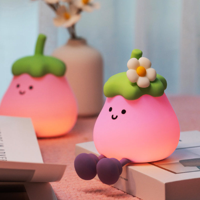 Contemporary Creative Silicone Eggplant-Shaped LED Table Lamp For Bedroom