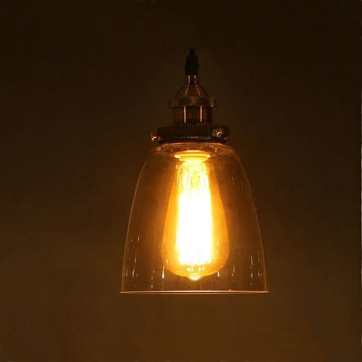 Lustre suspendu 1 lumière en forme de tasse ronde en métal et verre vintage traditionnel pour chambre 