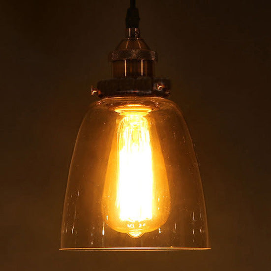 Lustre suspendu 1 lumière en forme de tasse ronde en métal et verre vintage traditionnel pour chambre 