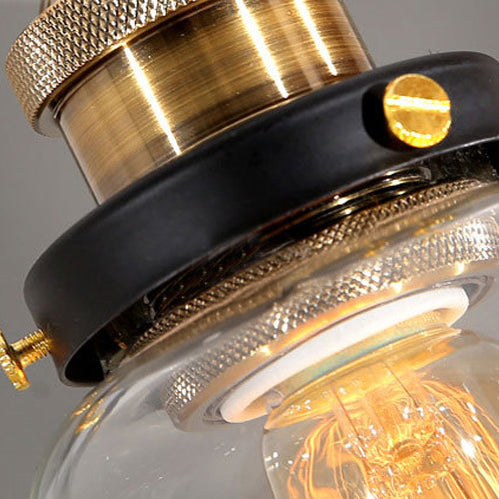 Lustre suspendu 1 lumière en forme de tasse ronde en métal et verre vintage traditionnel pour chambre 