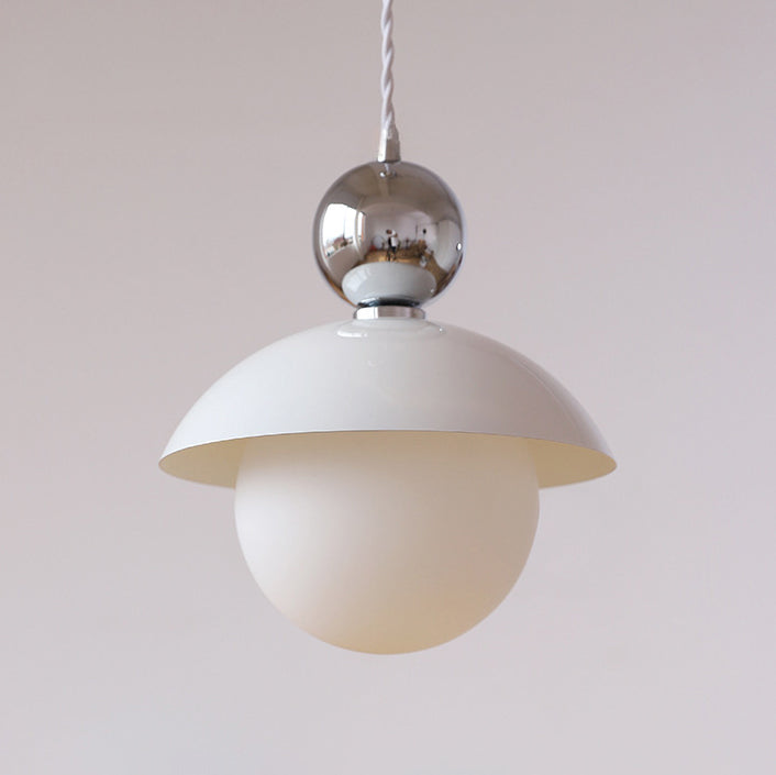 Modern Art Deco Iron Glass Round Ball 1-Light Pendant Light For Bedroom