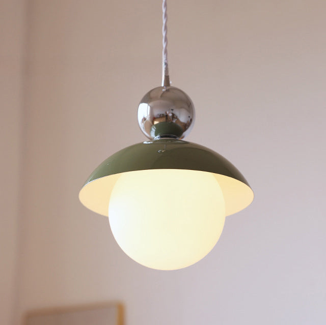 Modern Art Deco Iron Glass Round Ball 1-Light Pendant Light For Bedroom
