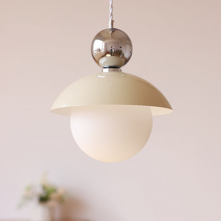 Modern Art Deco Iron Glass Round Ball 1-Light Pendant Light For Bedroom