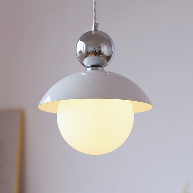 Modern Art Deco Iron Glass Round Ball 1-Light Pendant Light For Bedroom