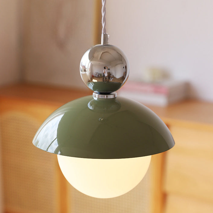 Modern Art Deco Iron Glass Round Ball 1-Light Pendant Light For Bedroom