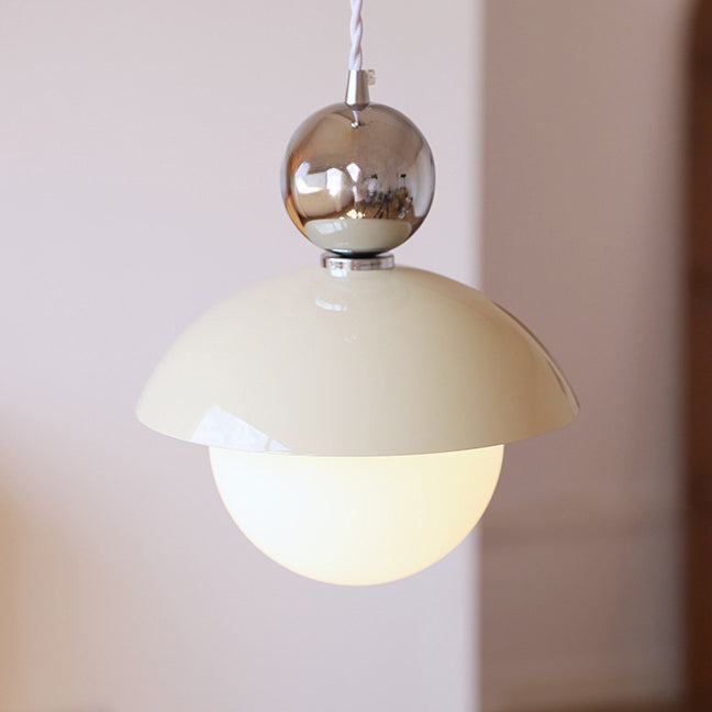 Modern Art Deco Iron Glass Round Ball 1-Light Pendant Light For Bedroom