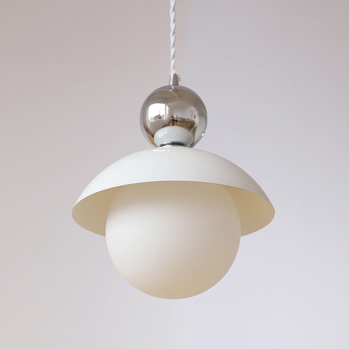 Modern Art Deco Iron Glass Round Ball 1-Light Pendant Light For Bedroom