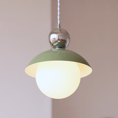 Modern Art Deco Iron Glass Round Ball 1-Light Pendant Light For Bedroom