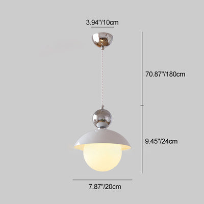 Modern Art Deco Iron Glass Round Ball 1-Light Pendant Light For Bedroom