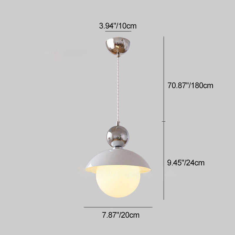 Modern Art Deco Iron Glass Round Ball 1-Light Pendant Light For Bedroom